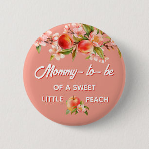 Perzik Baby Shower Familie Moeder Ronde Button 5,7 Cm