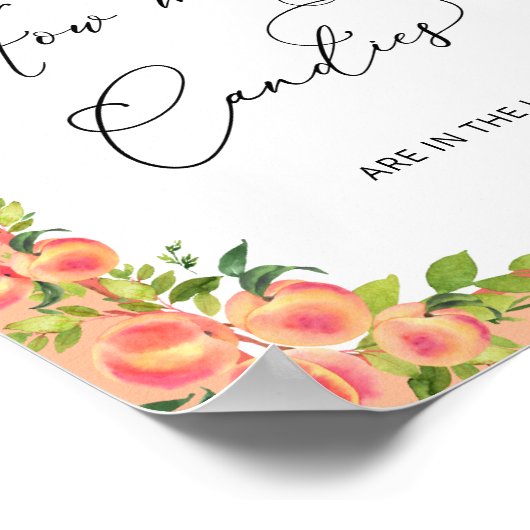 Perzik Baby shower Hoeveel Snoepjes in Jar Poster (Hoek)