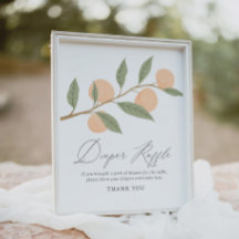 Perzik Baby shower Luier Raffle Teken