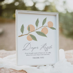 Perzik Baby shower Luier Raffle Teken Poster