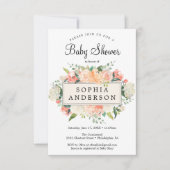  perzik Baby shower uitnodiging Kaart (Voorkant)