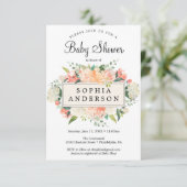 perzik Baby shower uitnodiging Kaart (Staand voorkant)