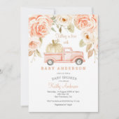 Perzik Baby Shower Uitnodiging - Verliefd Worden (Voorkant)