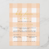 Perzik babyshower per post folie uitnodiging (Voorkant)