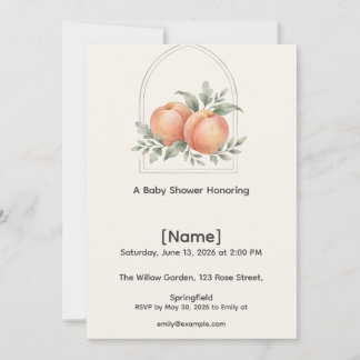 Perzik babyshower uitnodiging, Bewerkbaar Kaart