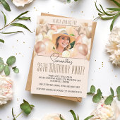 perzik ballon verjaardag partij foto uitnodiging