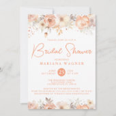 Perzik Beige Bloemen Bruidsfeest Kaart (Voorkant)