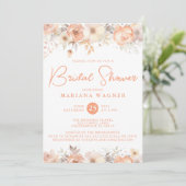 Perzik Beige Bloemen Bruidsfeest Kaart (Staand voorkant)