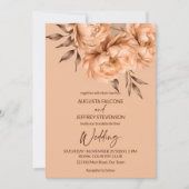 Perzik beige bloemen elegant alles in één bruiloft kaart (Voorkant)