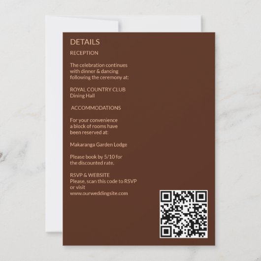 Perzik beige bloemen elegant alles in één bruiloft kaart (Achterkant)