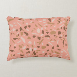 Perzik Beige Bruin Terrazzo Marmer Patroon  Accent Kussen
