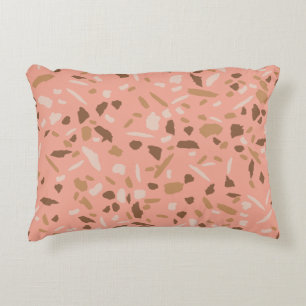 Perzik Beige Bruin Terrazzo Marmer Patroon Accent Kussen