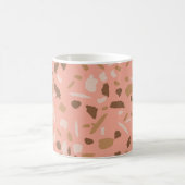 Perzik Beige Bruin Terrazzo Marmer Patroon Koffiemok (Center)