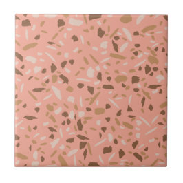 Perzik Beige Bruin Terrazzo Marmer Patroon  Tegeltje