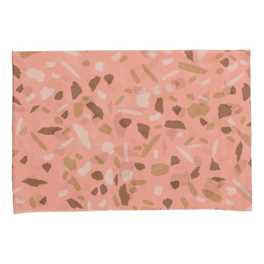 Perzik Beige Bruine Terrazzo Marmer Patroon Kussensloop (Voorkant-Rechts)