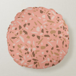 Perzik Beige Bruine Terrazzo Marmer Patroon Rond Kussen