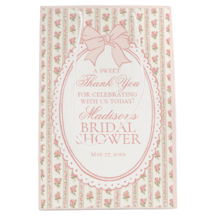 Perzik & Beige Fantasie Bloemen Bruidsfeest Favori Medium Cadeauzakje