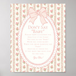 Perzik & Beige Fantasie Bloemen Zeg het niet Baby Poster
