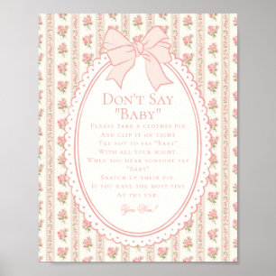 Perzik & Beige Fantasie Bloemen Zeg het niet Baby Poster