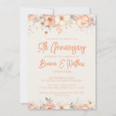 Perzik Beige Ivoor Bloemen 5e bruiloft Jubileum Kaart (Voorkant)