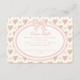Perzik & Beige Vintage Bloemen Luier Loterij Inlay Informatiekaartje