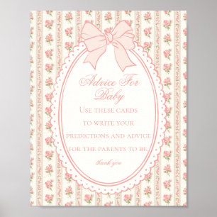 Perzik & Beige Vintage Fantasie Bloemenadvies voor Poster