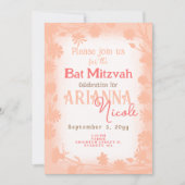 Perzik Beige Wild Flowers Polka Dots Bat Mitzvah Kaart (Voorkant)