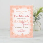 Perzik Beige Wild Flowers Polka Dots Bat Mitzvah Kaart (Staand voorkant)