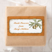 Perzik bewaart voedsel opslag botanische douane etiket (Insitu)