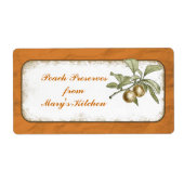 Perzik bewaart voedsel opslag botanische douane etiket (Voorkant)