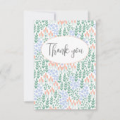 Perzik Blauw Bloem Motief Bedankkaart (Voorkant)