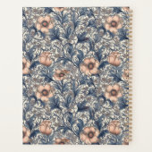 Perzik Blauw Bloemig William Morris Elegante Monog Planner (Achterkant)
