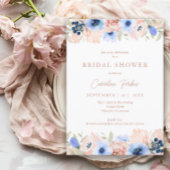 Perzik Blauw Blush Bruids Douche Uitnodiging