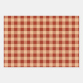 Perzik blauw bruin geruit gingham patroon inpakpapier vel (Voorkant 3)