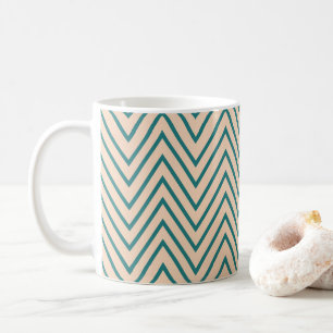 Perzik Blauw Chevron Streep Koffiemok