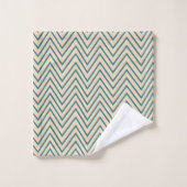 Perzik Blauw Chevron Streep Patroon Bad Handdoek (Wasdoekje)