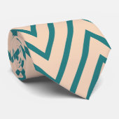 Perzik Blauw Chevron Streep Stropdas (Opgerold)