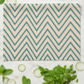 Perzik Blauw Chevron Streep Theedoek (Gevouwen)