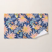 Perzik blauw folk bloemig handdoek (Handdoek)