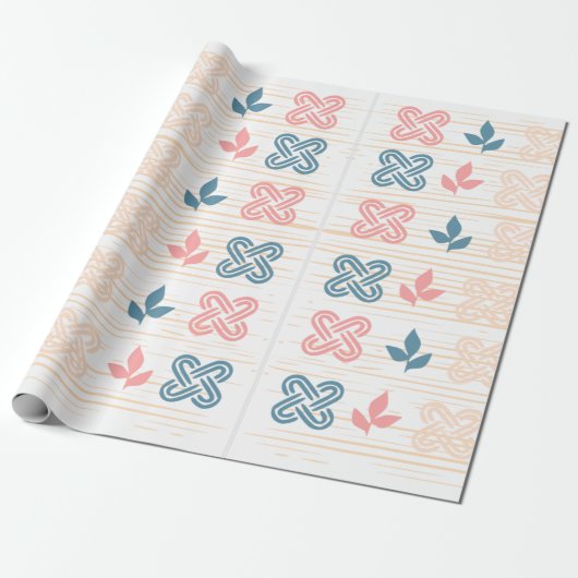 Perzik & Blauw Inpakpapier (Uitgerold)