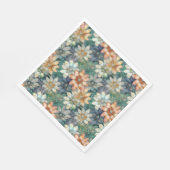 Perzik Blauw Wit Groen Bloem Servet (Hoek)