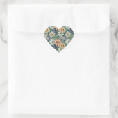 Perzik Blauw Wit Groen Bloemen Hart Sticker (Tas)