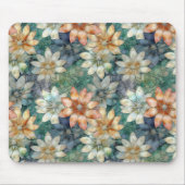 Perzik Blauw Wit Groen Bloemig Muismat (Voorkant)