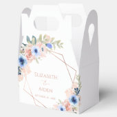 Perzik blauwe bloemen bruiloft bedankdoosjes (Geopend)