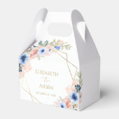 Perzik blauwe bloemen bruiloft bedankdoosjes (Voorkant Zijde)