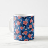 Perzik & Blauwe Bloemmotief Koffiemok (Voorkant links)