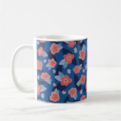 Perzik & Blauwe Bloemmotief Koffiemok (Links)