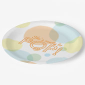 Perzik Blauwe Sinaasappel Bubbles Staan Op Springe Papieren Bordje (Gekanteld)