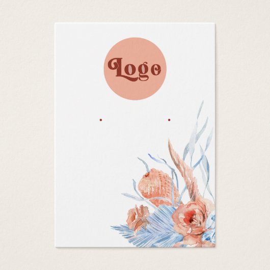 Perzik blauwe tropische oorbel display kaart (Voorkant)