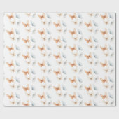 Perzik Blauwe Vlinders Baby Shower Cadeaupapier (Vlak)